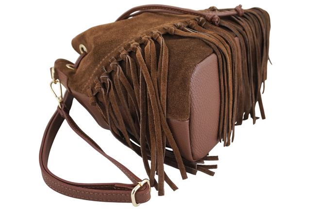 Torebka skórzana boho style - Brązowa