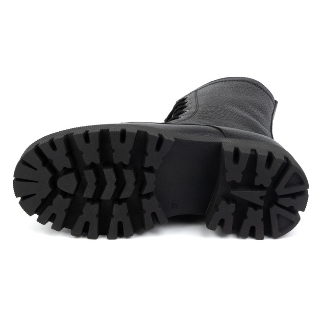 Dámské zateplené kožené boty 401BB pea black