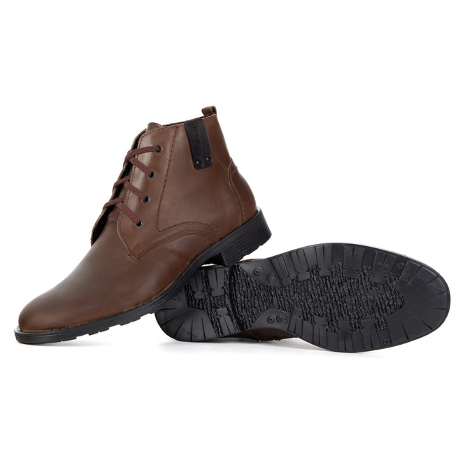 Pánské kožené boty C20F pro zimní zateplené městské boty, tmavě hnědé