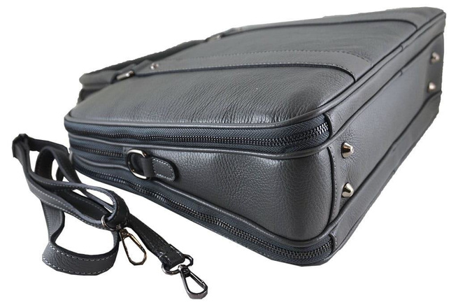 Dámská kožená aktovka - Barberini's - tmavě šedá