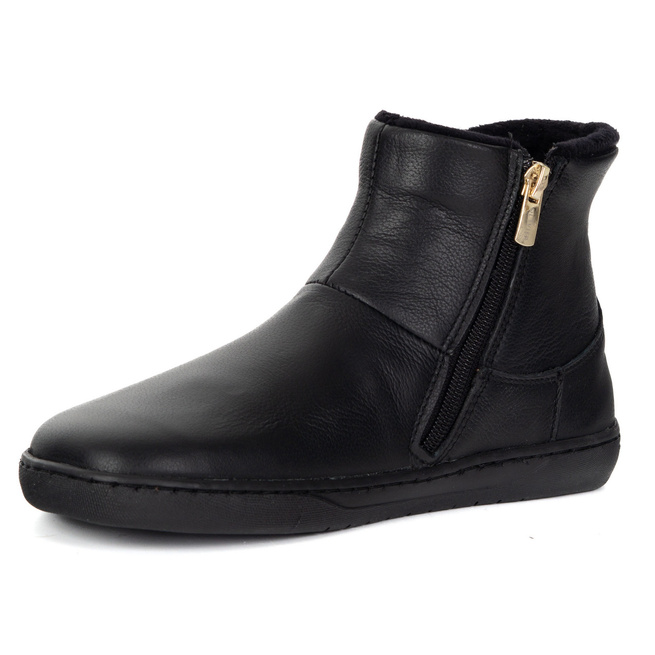 Dámské barefoot zimní kožené boty zateplené kožešinou Olivier 202MP black floter