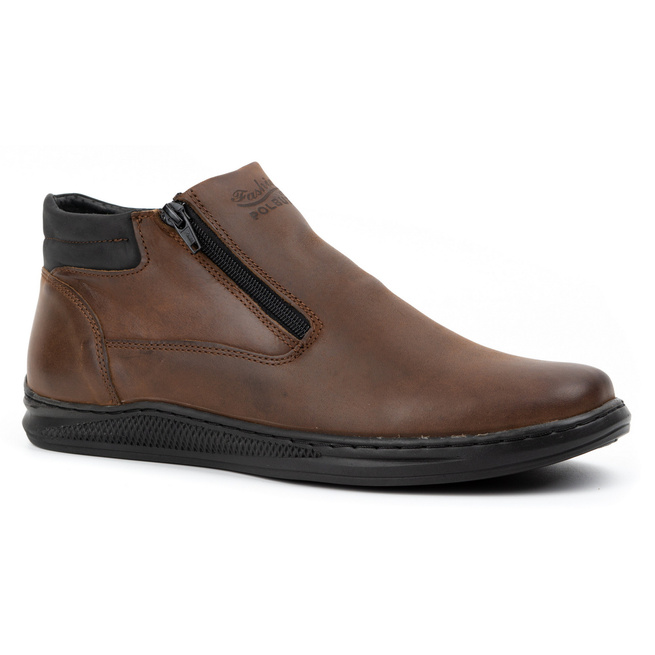 Pánské zimní kožené boty K29S tmavě hnědé