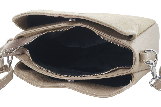 Poštovní taška ze semišové kůže - béžová