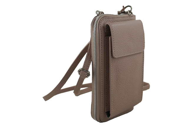 Peněženka / pouzdro na telefon z přírodní kůže - Powder pink