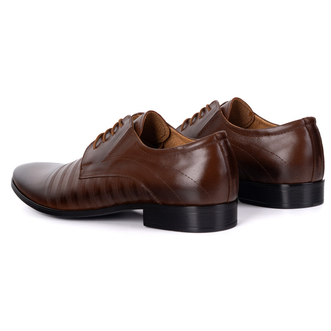 Buty męskie wizytowe skórzane 256T5 brązowe