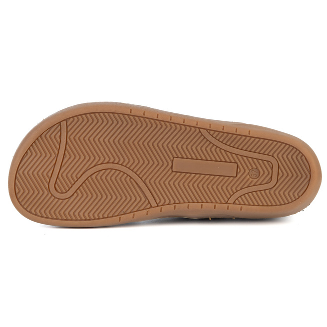 Buty damskie zimowe barefoot skórzane Z-B07 brązowe wzór siatki na zamek