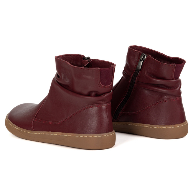Damskie buty barefoot sztyblety z zamkiem ocieplane 1297 bordowe