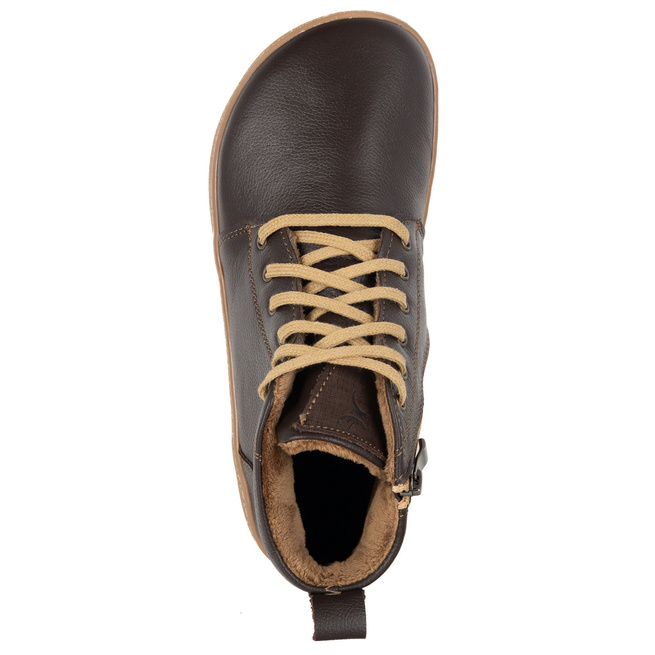 Buty damskie zimowe barefoot skórzane Z-B04 brązowe