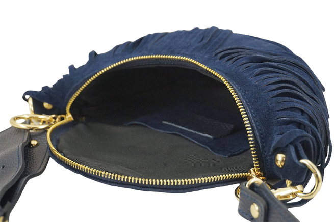 Saszetka nerka damska zamszowa - Granatowa