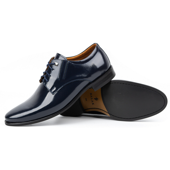 Pánská společenská kožená obuv z lakované kůže 480 navy blue