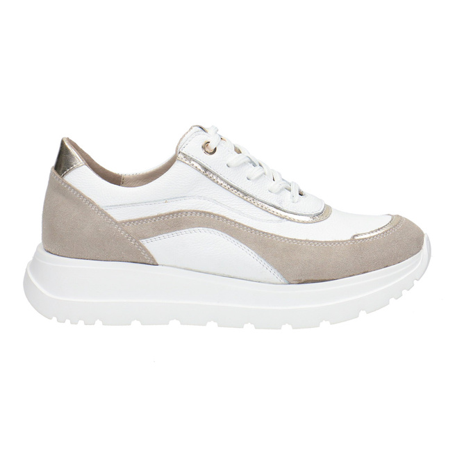 Pollonus dámské kožené polobotky white+beige 5-1721-004