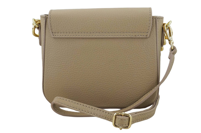 Módní kožená kabelka se zlatým řetízkem - béžová