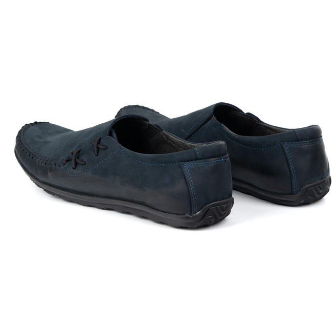 Pánské kožené nazouvací mokasíny 306KZ navy blue