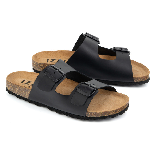 Buty męskie klapki regulowane izzi alex czarna skóra lico