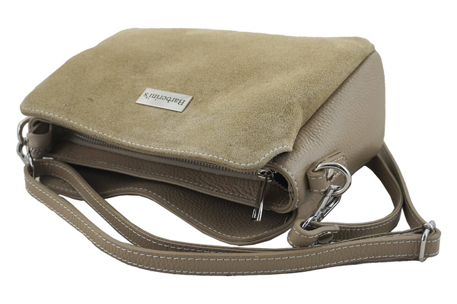 Poštovní taška ze semišové kůže - béžová