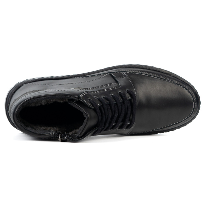 Pánské zateplené boty 964 černé kožené vázané na zip