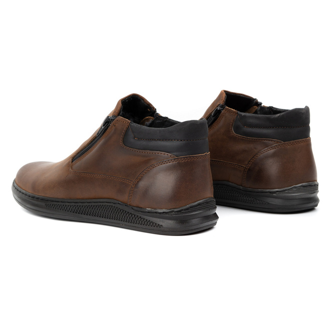 Pánské zimní kožené boty K29S tmavě hnědé