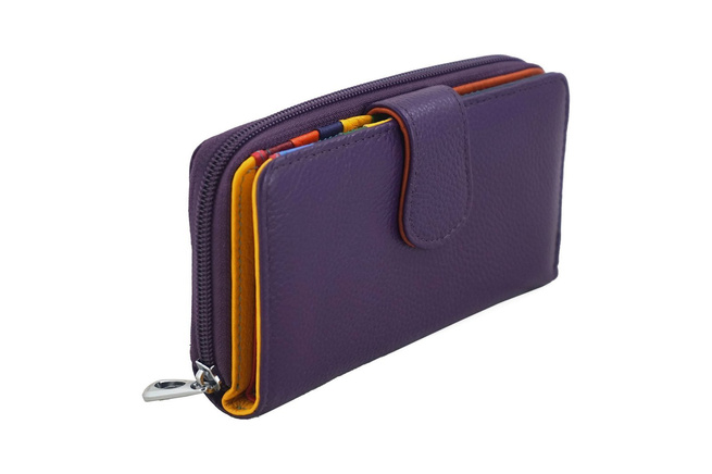 Dámská barevná kožená peněženka - fialová