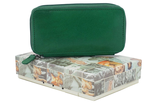 Kožené pouzdro na klíče - zelené