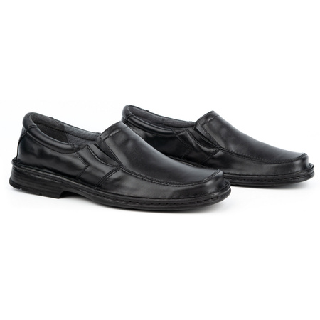 Buty męskie wsuwane skórzane 0114W czarne