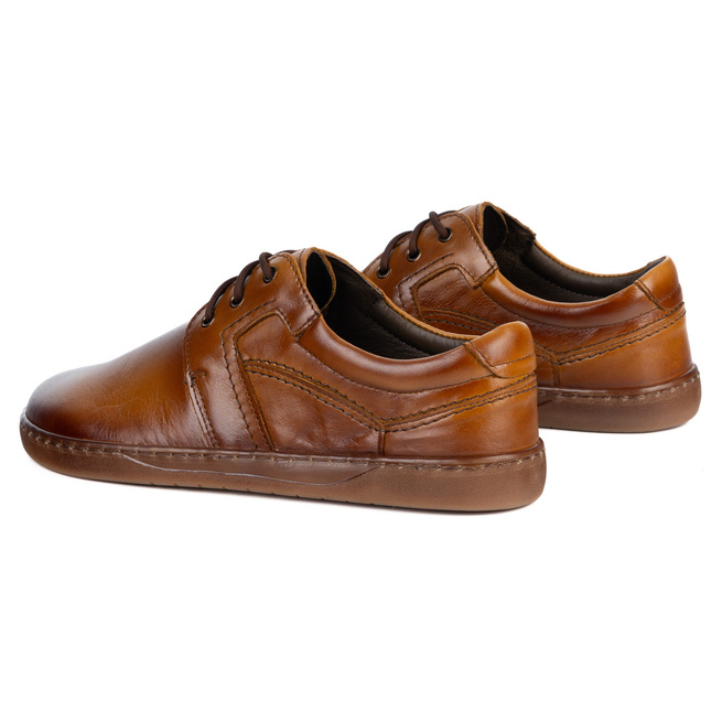 BAREFOOT Męskie buty skórzane sznurowane minimalistyczne 115KZ  brązowe