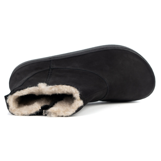 Botki damskie barefoot Olivier Marisol, skóra naturalna, wełna merino czarne