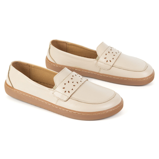 Mokasyny damskie barefoot Inga z szerokim przodem POLSKIE  beżowe