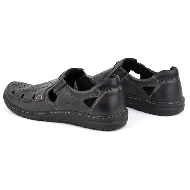 Pánská kožená letní nazouvací obuv 500J šedá