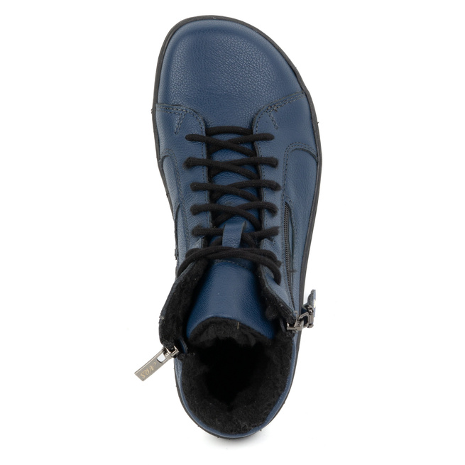 Dámské minimalistické zimní kožené boty barefoot 1261 navy blue