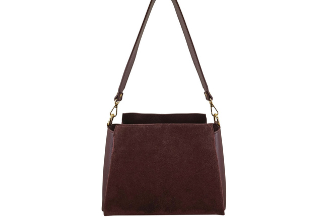 Městská taška z přírodního semiše a kůže - bordó