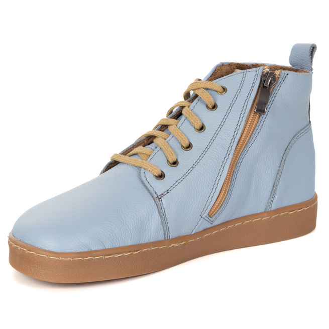 Buty damskie zimowe barefoot skórzane Z-B04 niebieskie