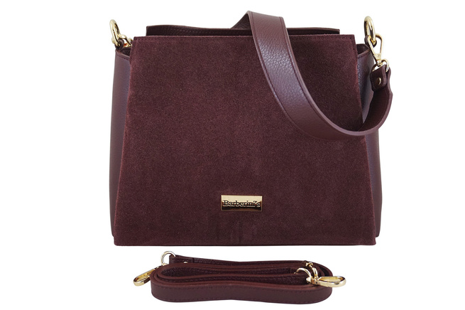 Městská taška z přírodního semiše a kůže - bordó