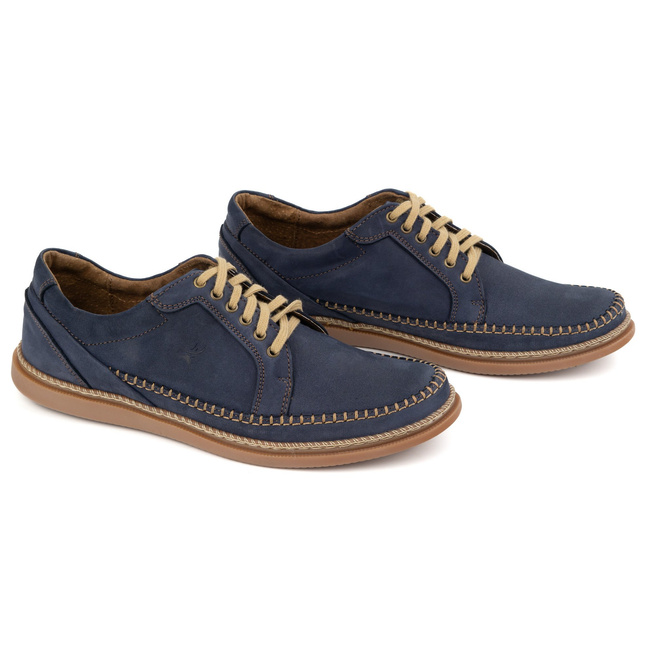 Pánská ležérní kožená obuv Model 313GT navy blue