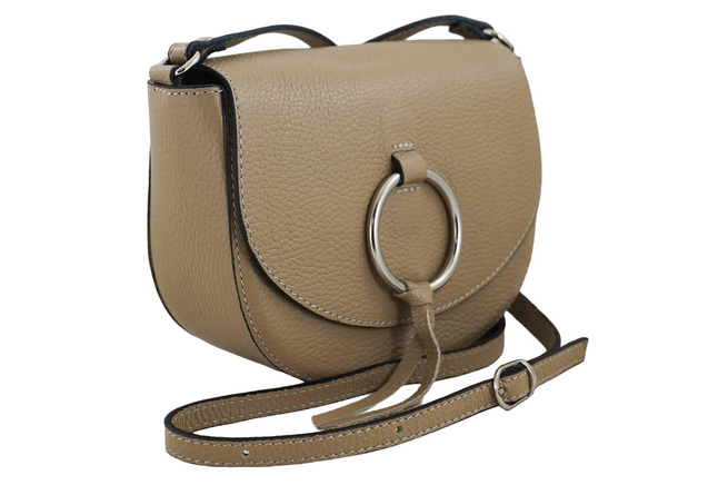Damska skórzana listonoszka - Beżowa