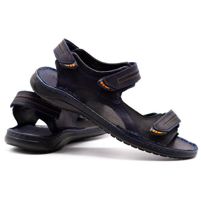 Kožené sandály SA04 tmavě modré s černou