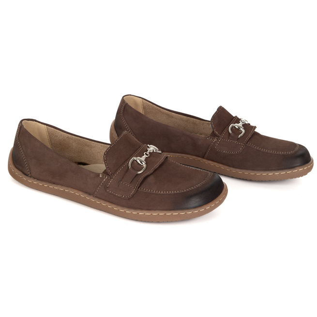 Barefoot damskie mokasyny skórzane minimalistyczne 1288AR brązowe nubuk