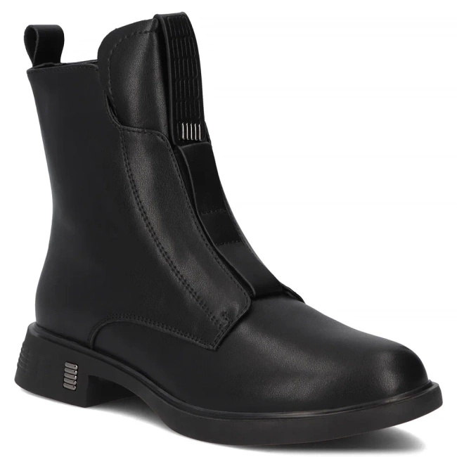 Skórzane czarne trzewiki damskie eleganckie DBT7249 BK czarne