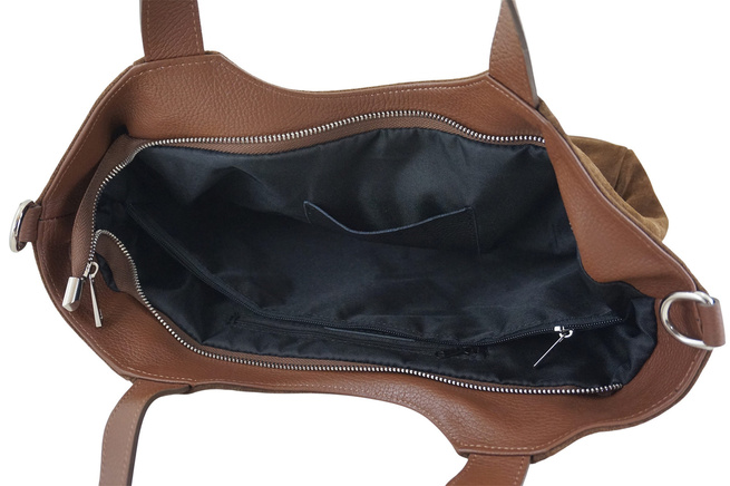 Torebka damska zamszowa typu worek - Brązowa