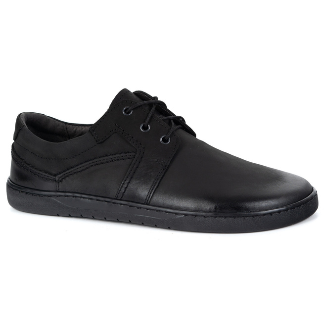 BAREFOOT Męskie buty skórzane sznurowane minimalistyczne 115KZ czarne crazy