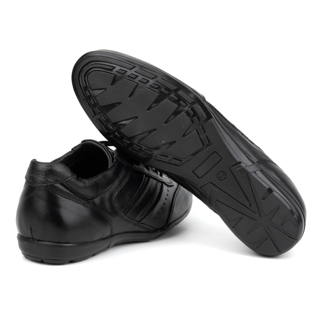 Buty męskie skórzane czarne sport style 7004DT czarne