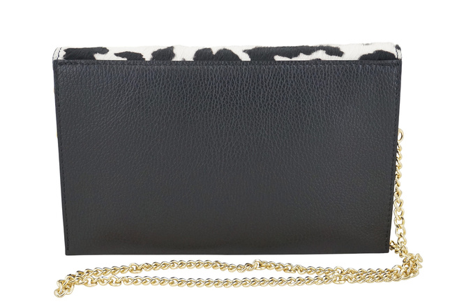 Kožená taška do ruky a přes rameno - černá