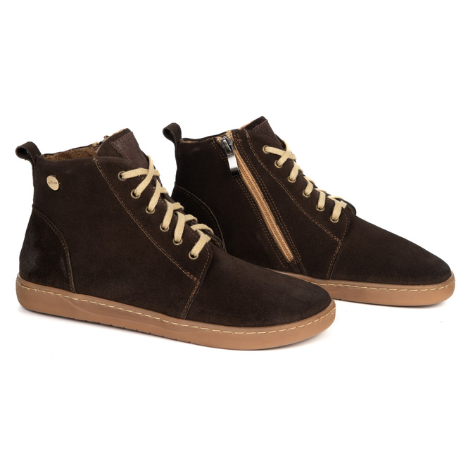 Dámské kožené zimní boty barefoot Z-B04 beige