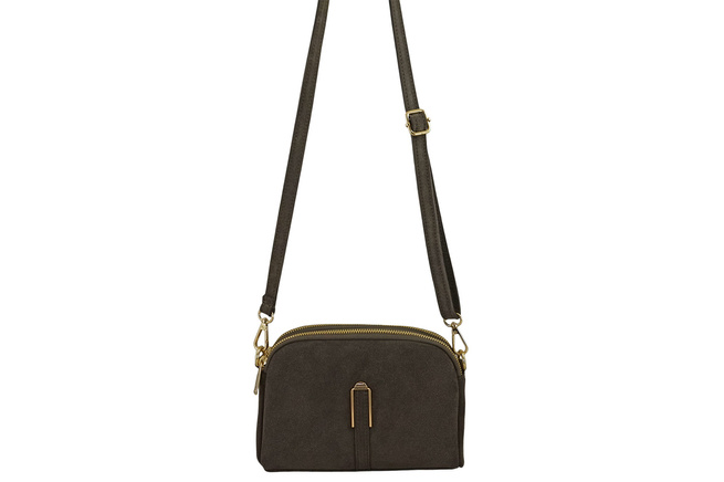 Malá semišová večerní kabelka - tmavě béžová