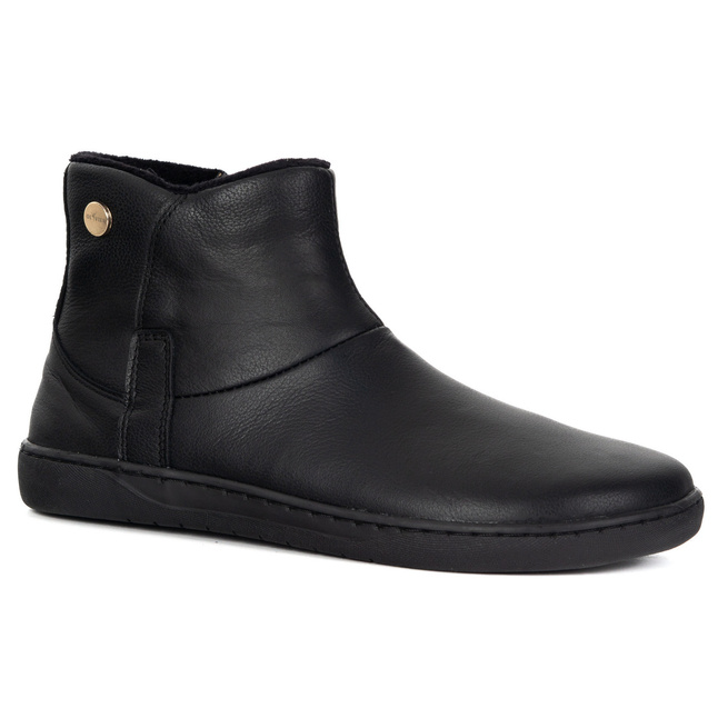 Dámské barefoot zimní kožené boty zateplené kožešinou Olivier 202MP black floter