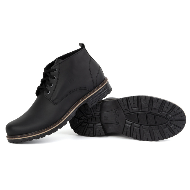 Pánské kotníkové boty kožené 2119 černé
