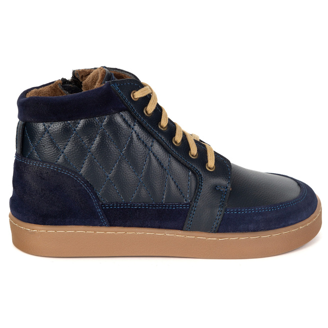 Buty damskie zimowe barefoot skórzane Z-B05 granatowe
