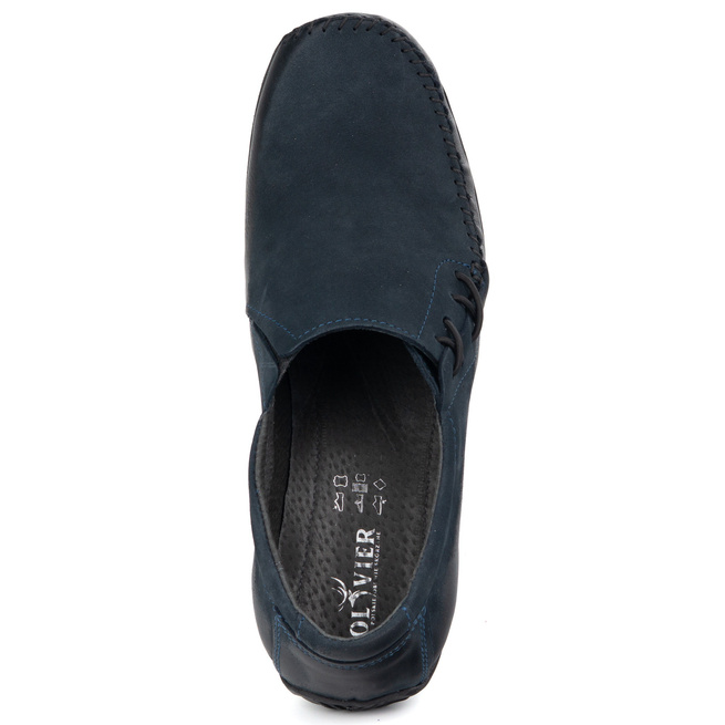 Pánské kožené nazouvací mokasíny 306KZ navy blue