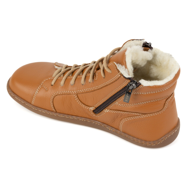 Dámské minimalistické barefoot zimní kožené boty 1261 red