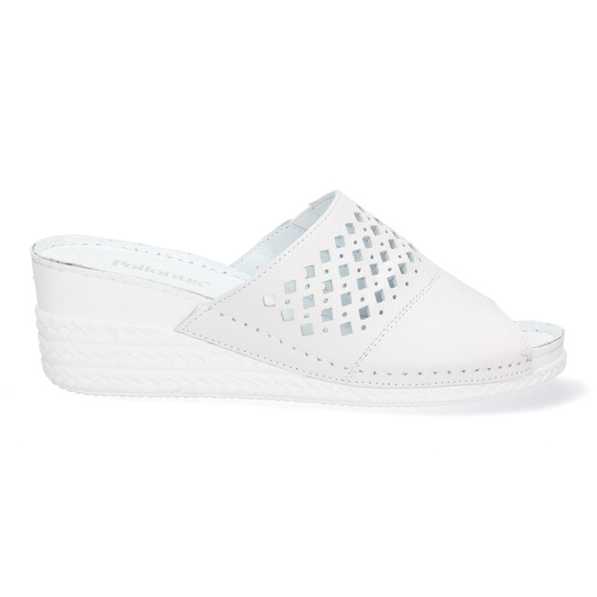 Pollonus dámské kožené prolamované žabky white+perforation5-1400-005
