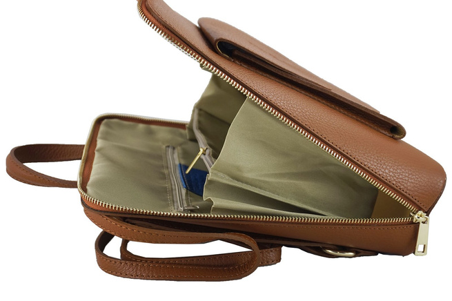 Plecak skórzany / listonoszka - Casual 2w1 - Czerwony